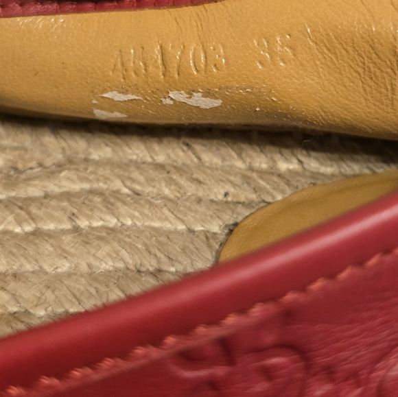 GUCCI Espadrilles Leather Slip-On, Size 35 In Red Authentic With Box - Picture 15 of 16